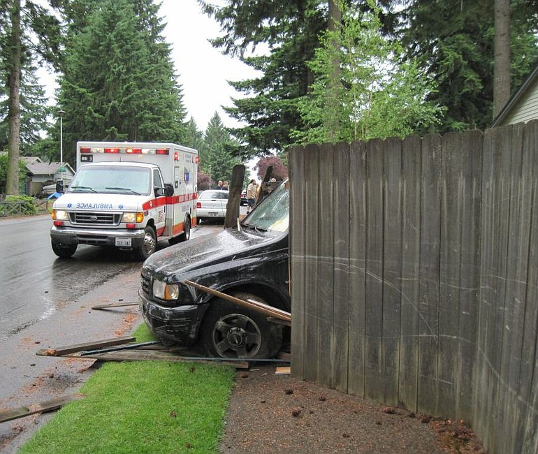 A Vancouver man drove through a yard Thursday afternoon and crashed through a fence on the opposite side.