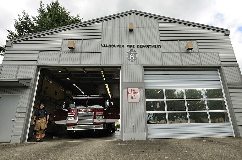 Vancouver Fire Capt. Jay Getsfrid takes a walk at Station 6 Tuesday after returning from the fourth emergency call of the day.