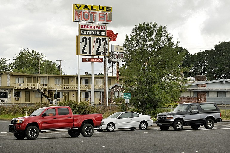 Clark County commissioners approved incentives for redevelopment on and around Highway 99, and now are waiting to learn whether landowners such as Milt Brown, whose property includes the Value Motel, will fix up or sell their properties.