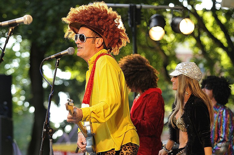 The Antics, including, from left, Dave Lehnert , Kit Carlsen and Ali Kapaun, perform Thursday as part of Vancouver's Six to Sunset concert series at Esther Short Park.