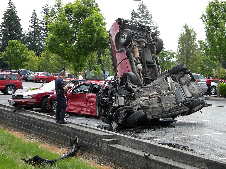 A crash in the parking lot of Shahala Middle School on June 3 caused damage to four vehicles.