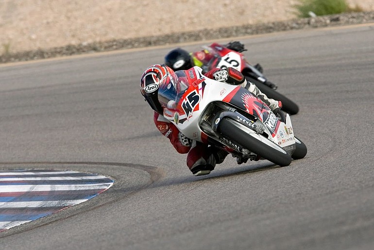Peter Lenz (45) of Vancouver, racing in Las Vegas in 2008, has been racing motorcycles since he was 5.