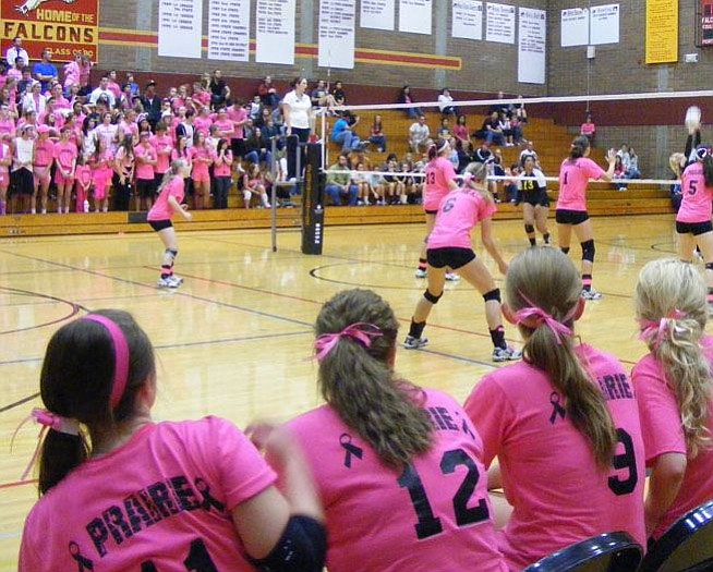 Brush Prairie: Prairie High School volleyball was seeing pink at a varsity match against Hudson's Bay on Oct.