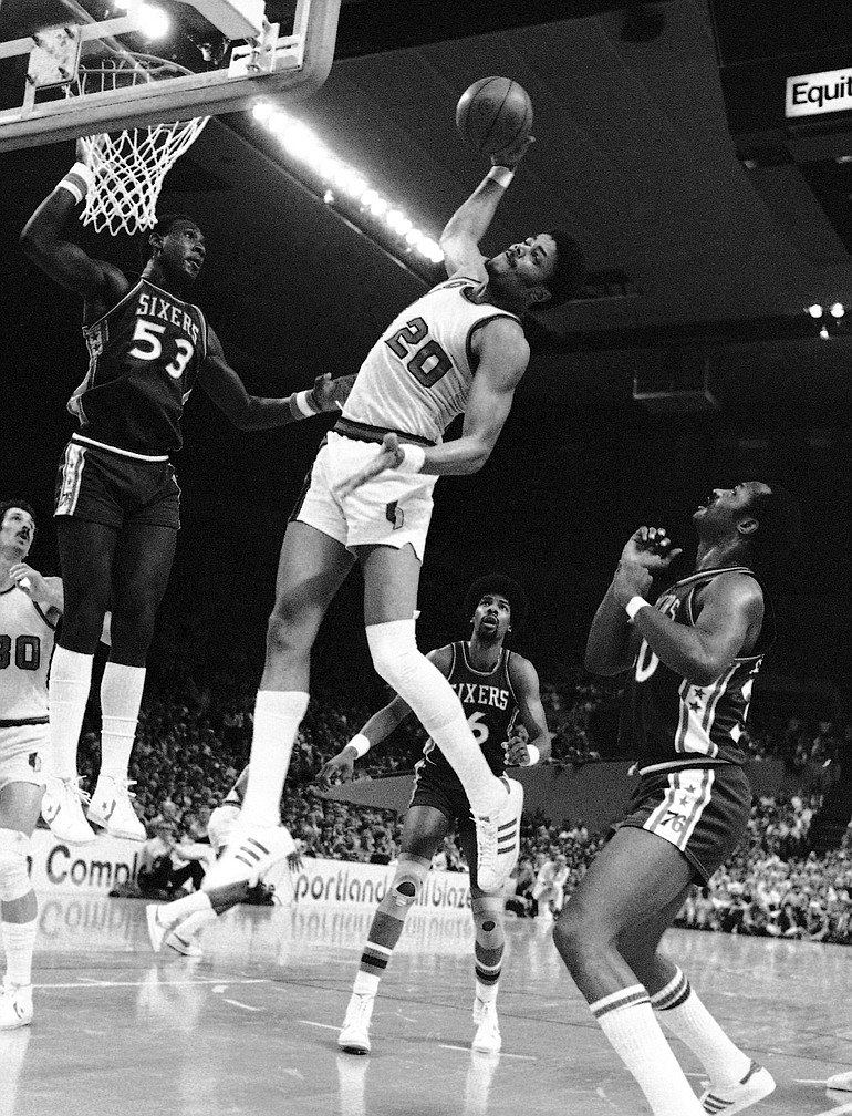 Maurice Lucas (20) was a key member of the Blazers' world championship team as they defeated the Philadelphia 76ers in six games in the 1977 NBA Finals.