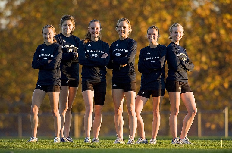Clark College women's cross country team, from left, Katarina Mueller, Shelby Beaudoin, Holly Meler, Briel Thoune, Angela Gula and Tamara Kulla, have made an impact from their first race of the season.