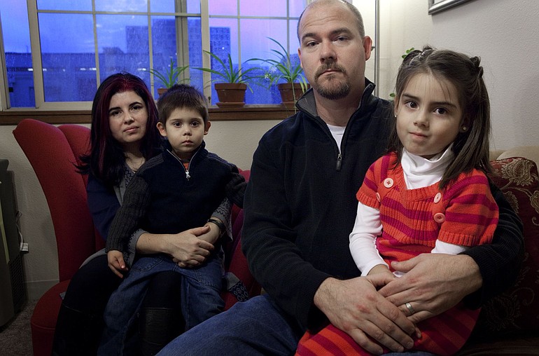 James Chapin lives with his wife, Blanca Plata, and their two children -- Jade Chapin, 5, and Alexander Chapin, 3 -- in a low-income housing apartment in Portland.