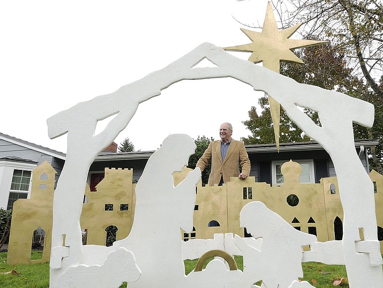 Bruce Preece of Vancouver spent 50 hours making a plywood lawn display of a nativity scene. It will be among 600 other creches on display at the Festival of Nativities this weekend at the Vancouver Stake of the Church of Jesus Christ of Latter-day Saints.