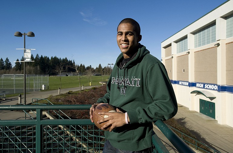 Skyview football player, Ellis Henderson, shown, Tuesday, February 1, 2011, is expected to sign with the University of Hawaii.
