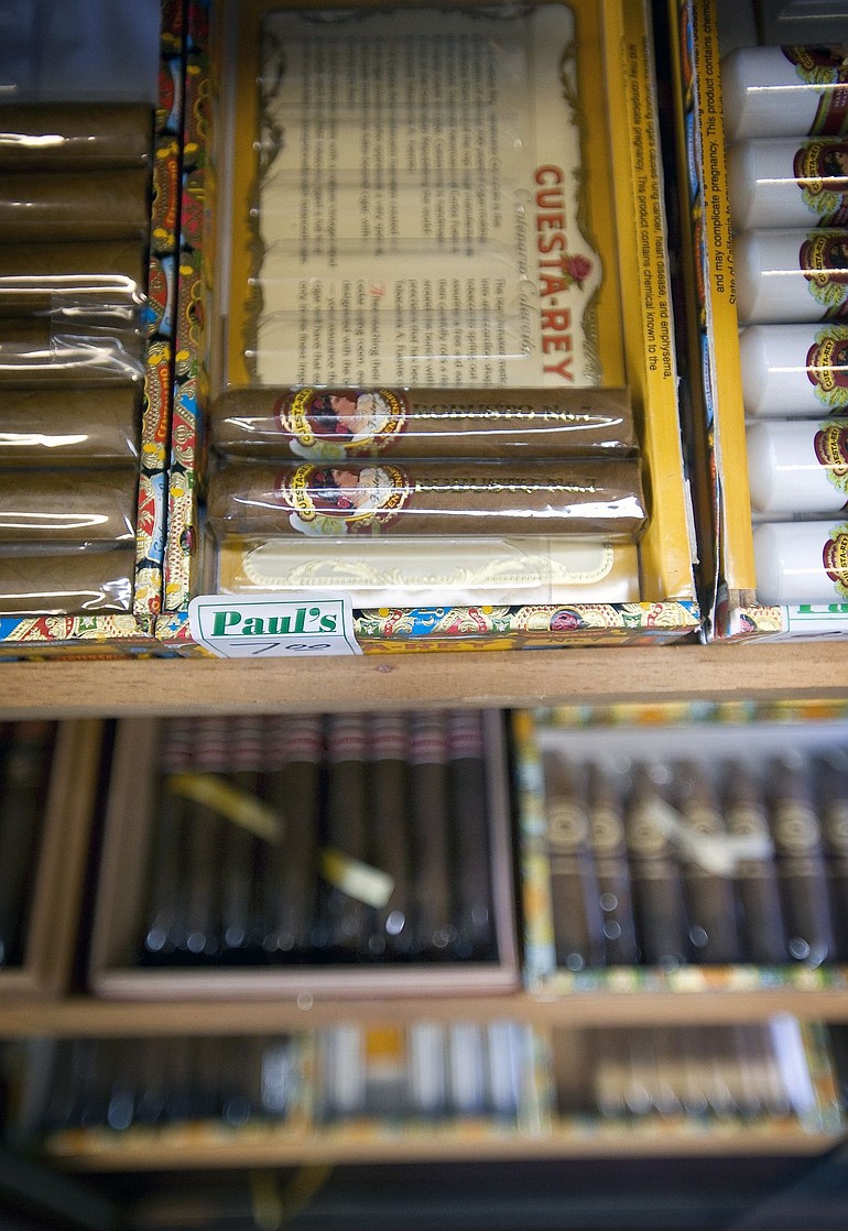 Look, but don't light: Cigars sit on display inside Paul's Cigars at 11600 S.E.