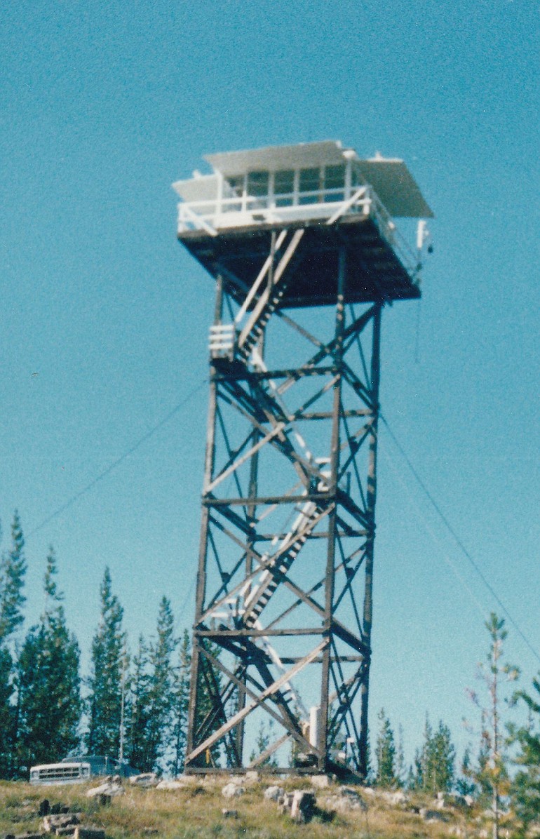 Dick Gilfoy convinced his wife to vacation in the top of this Idaho forest lookout tower -- and still hasn't heard the end of it.