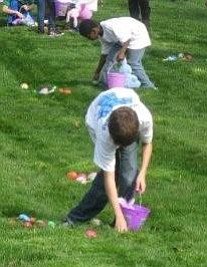 Students at the Washington State School for the Blind hunt special &quot;beeping&quot; eggs April 1.