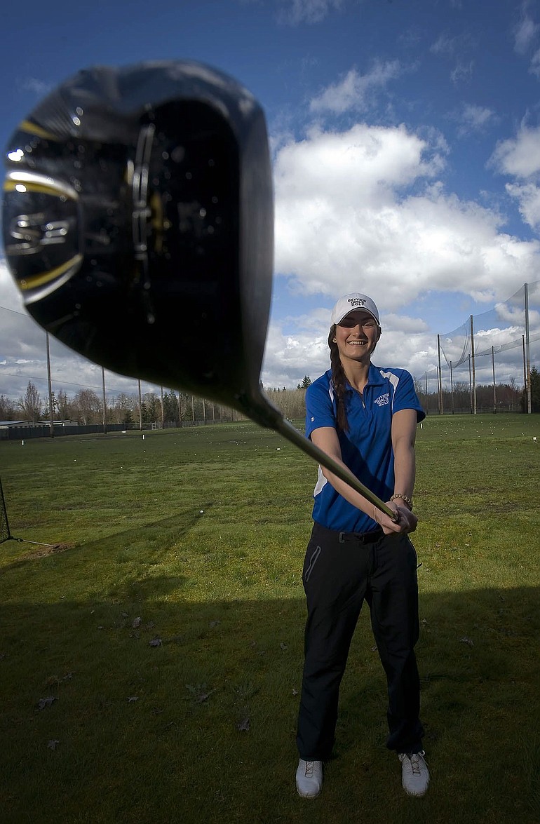 Skyview's Delaney Keser can hit the long drives with her longer men's clubs.