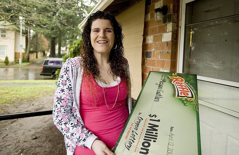 Megan Gatlin, shown Friday, recently won $1 million in the Oregon Lottery St.