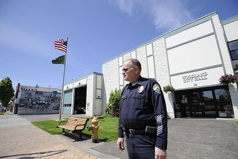 Woodland Police Chief Rob Stephenson on Wednesday stands outside the building that houses his department.