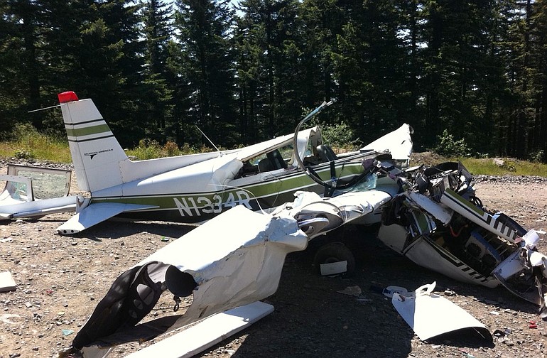 This Grumman American AA-5 was destroyed after a hard landing Tuesday in east Clark County.