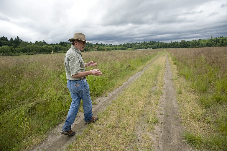 Steve Sego of Habitat Bank NW offers a tour of a new 113-acre habitat mitigation bank at Fargher Lake, near Amboy.