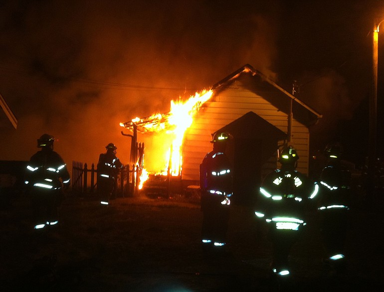 Fire destroyed this Brush Prairie house early Monday morning.