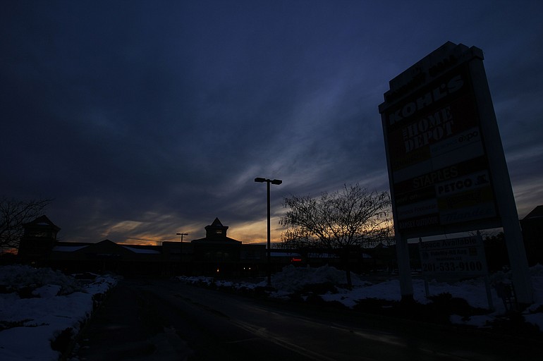 The Roxbury Mall on Route 10 in Roxbury, N.J., is darkened and closed due to a power outage Monday because of an unusual October snowstorm Saturday that dumped up to 15 inches of snow in some areas of New Jersey.
