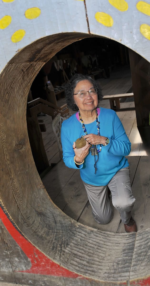 Pat Courtney Gold, a Wasco Tribe member, gave a presentation Sunday at the Cathlapotle Plankhouse in Ridgefield about the native women's perspective on the Lewis and Clark expedition.