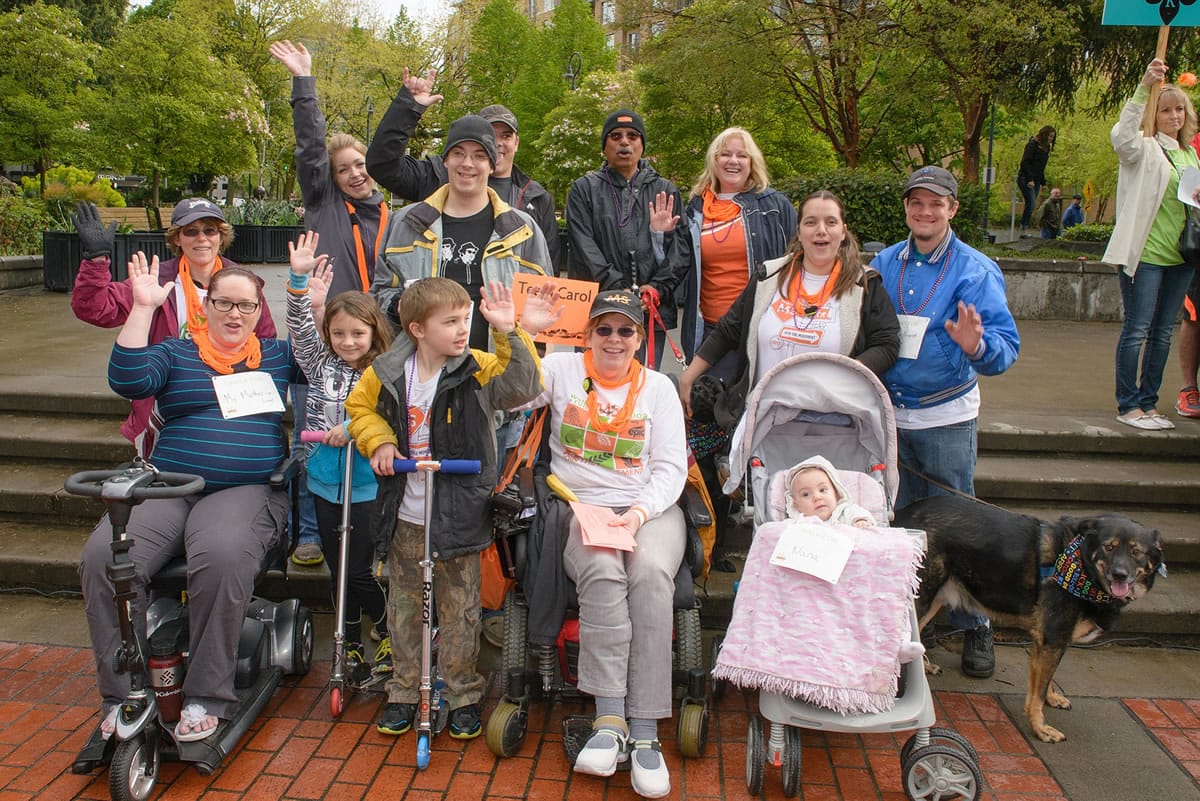 Carol Moiso, center, and her team at Vancouver Walk MS 2015.