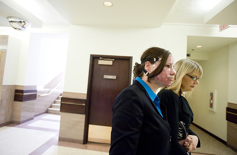 Bethany Storro arrives at the Clark County Courthouse, Friday, with her mother Nancy Neuwelt.