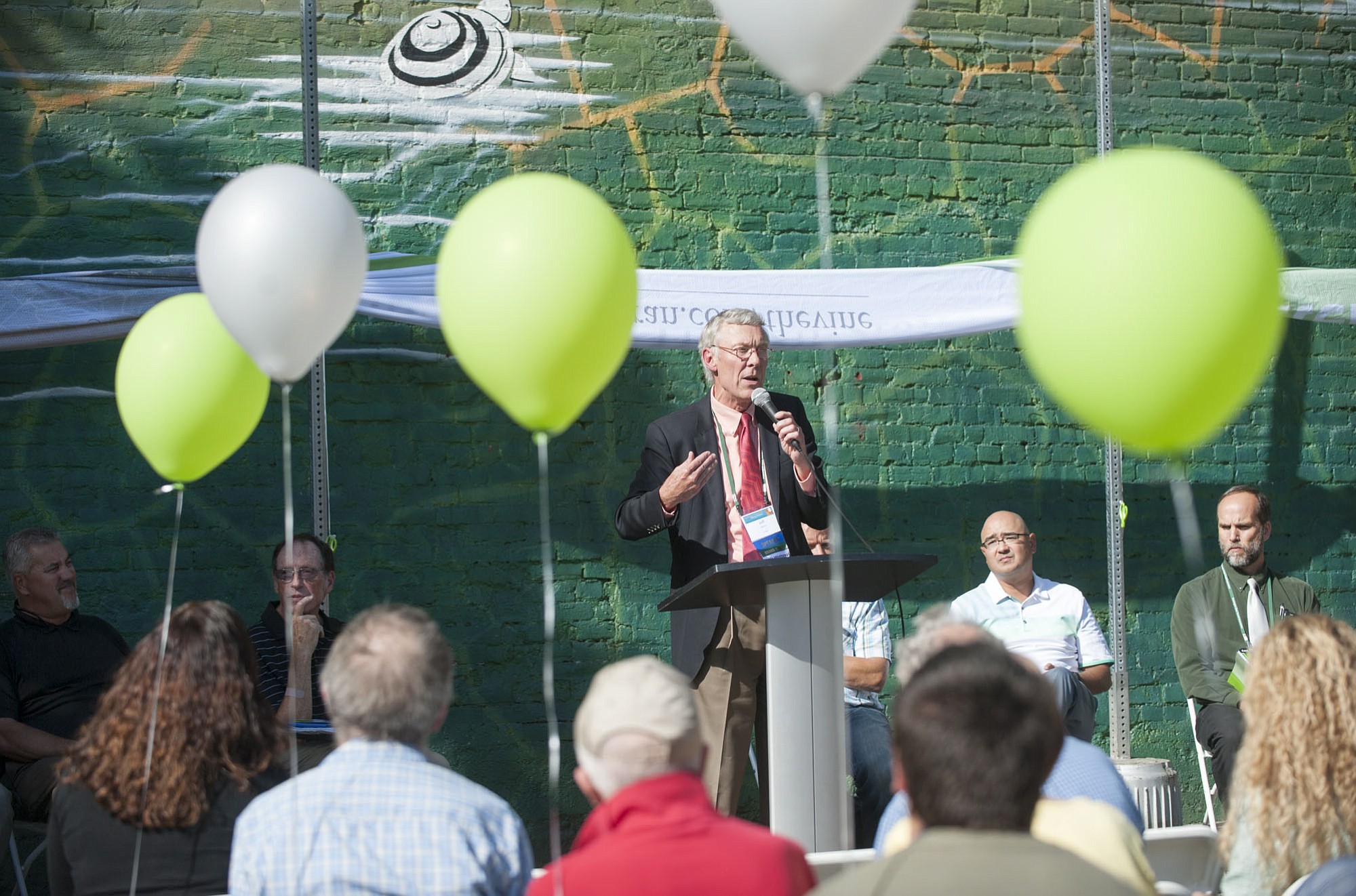 Jeff Hamm, executive director of C-Tran, speaks during a ceremony to launch construction of The Vine on Monday.