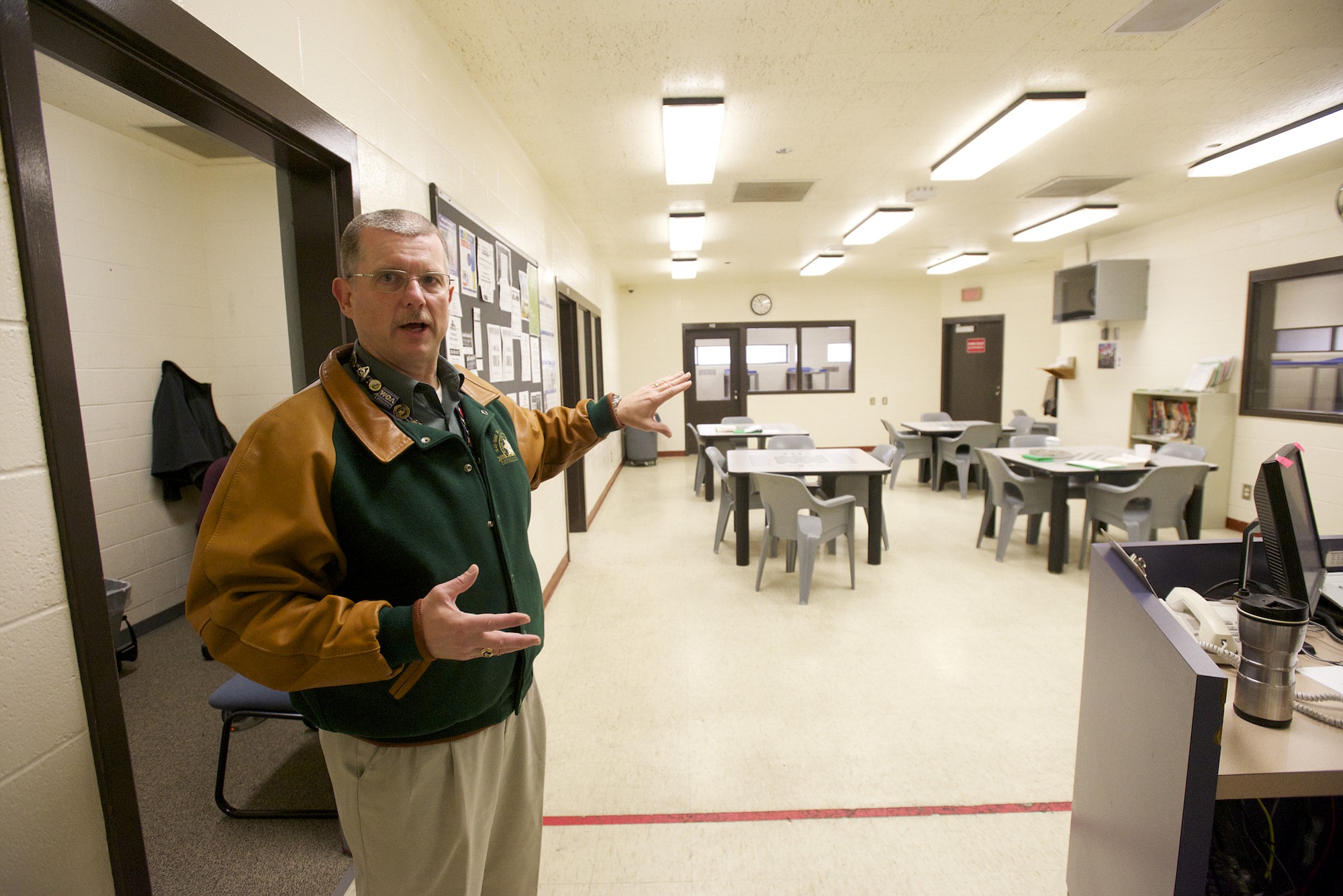 Chief Jail Deputy Ric Bishop gives a tour of the Clark County Jail's H-pod on Friday.