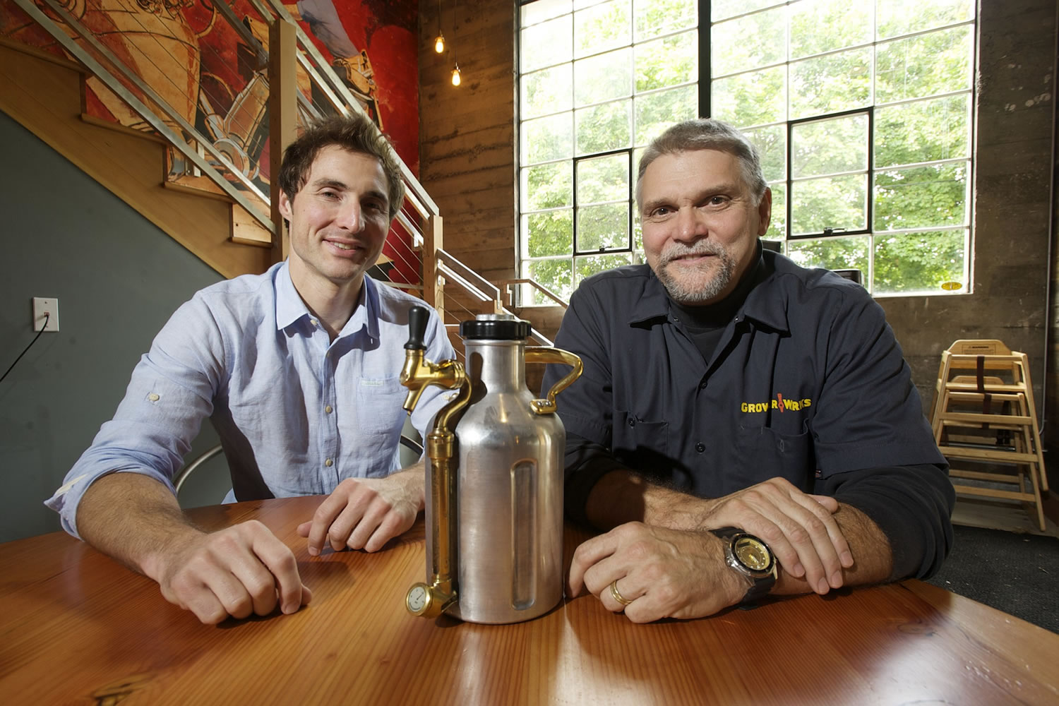 Photos by Steven Lane/The Columbian
Founders Shawn Huff, left, and Chris Maier have launched GrowlerWerks, which has developed a custom beer growler called uKeg to keep beer fresh and cold. Maier, a Camas resident, is the company's CEO.