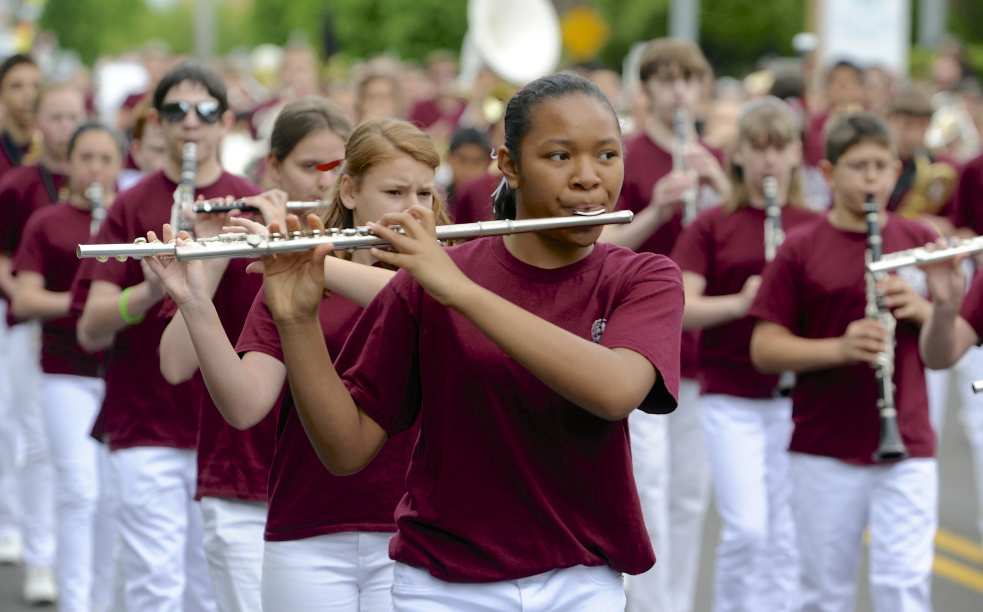The Laurin Middle School band from Battle Ground marches in the annual Hazel Dell Parade of Bands on Saturday.