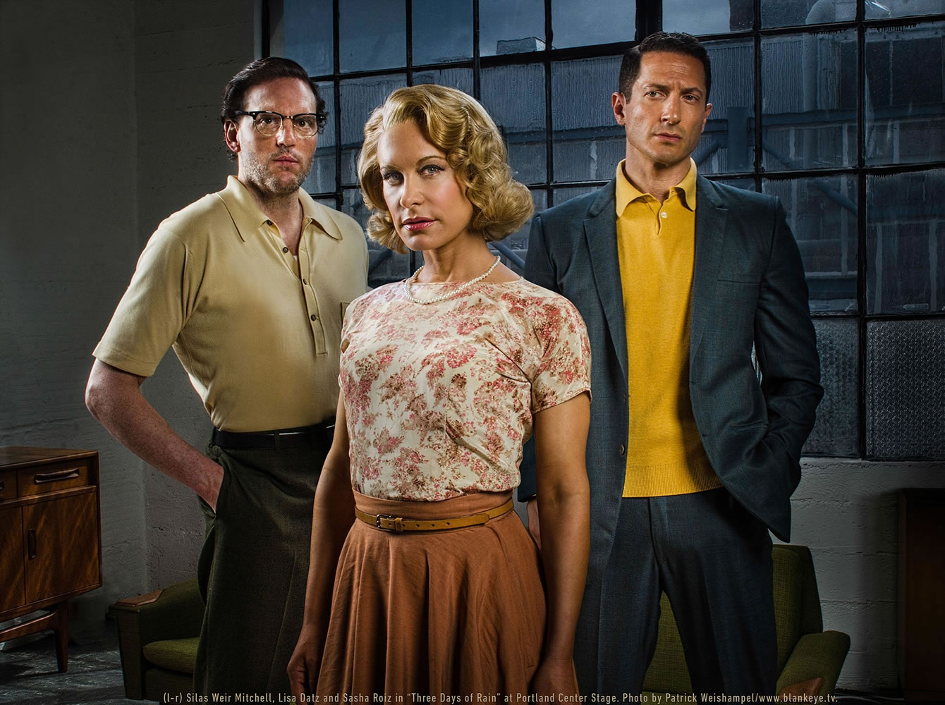 Portland Center Stage presents &quot;Three Days of Rain,&quot; staring Silas Weir Mitchell and Sasha Roiz of &quot;Grimm,&quot; and Lisa Datz, May 17-June 21, 2015.