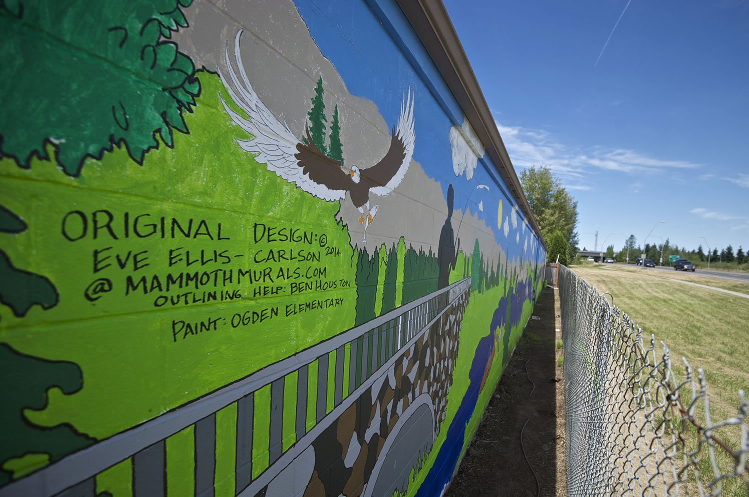 A mural on a storage building near the intersection of Northeast Fourth Plain Boulevard and Andresen Road was  designed by a local artist and painted by Peter S. Ogden Elementary School students to deter vandals. The Vancouver City Council will have a public hearing on tough new anti-graffiti laws on Aug.