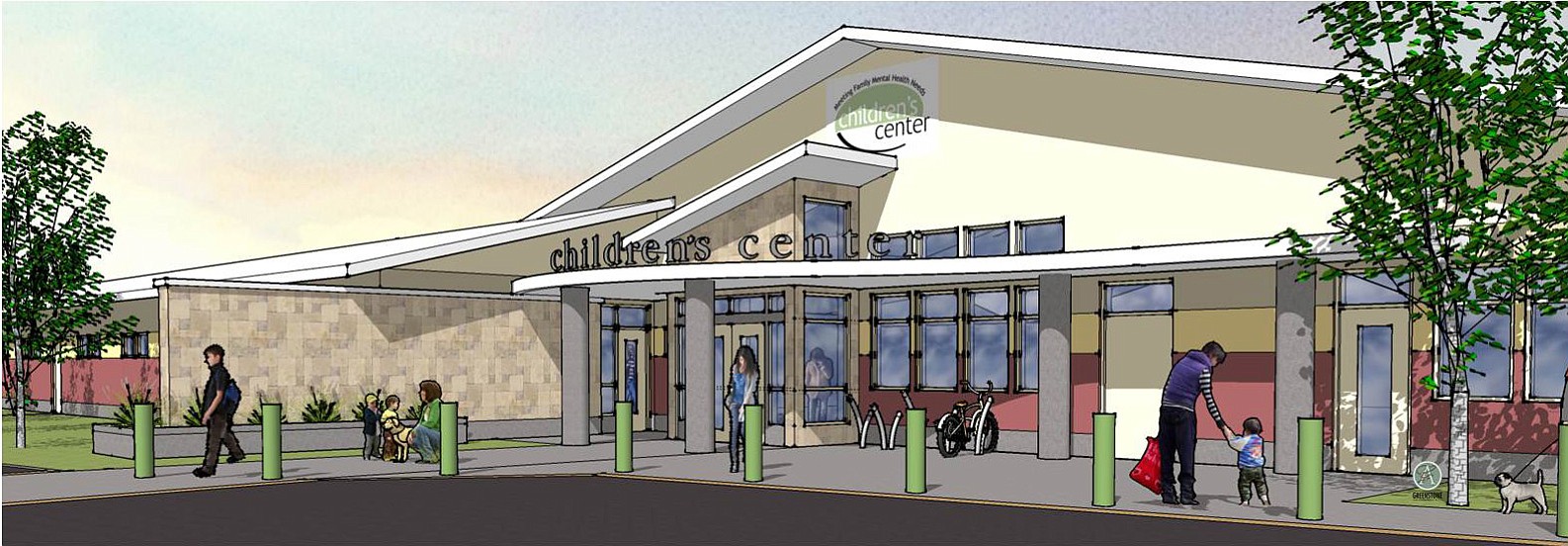 An artist's rendering of the Children's Center building that broke ground in east Vancouver on Wednesday.