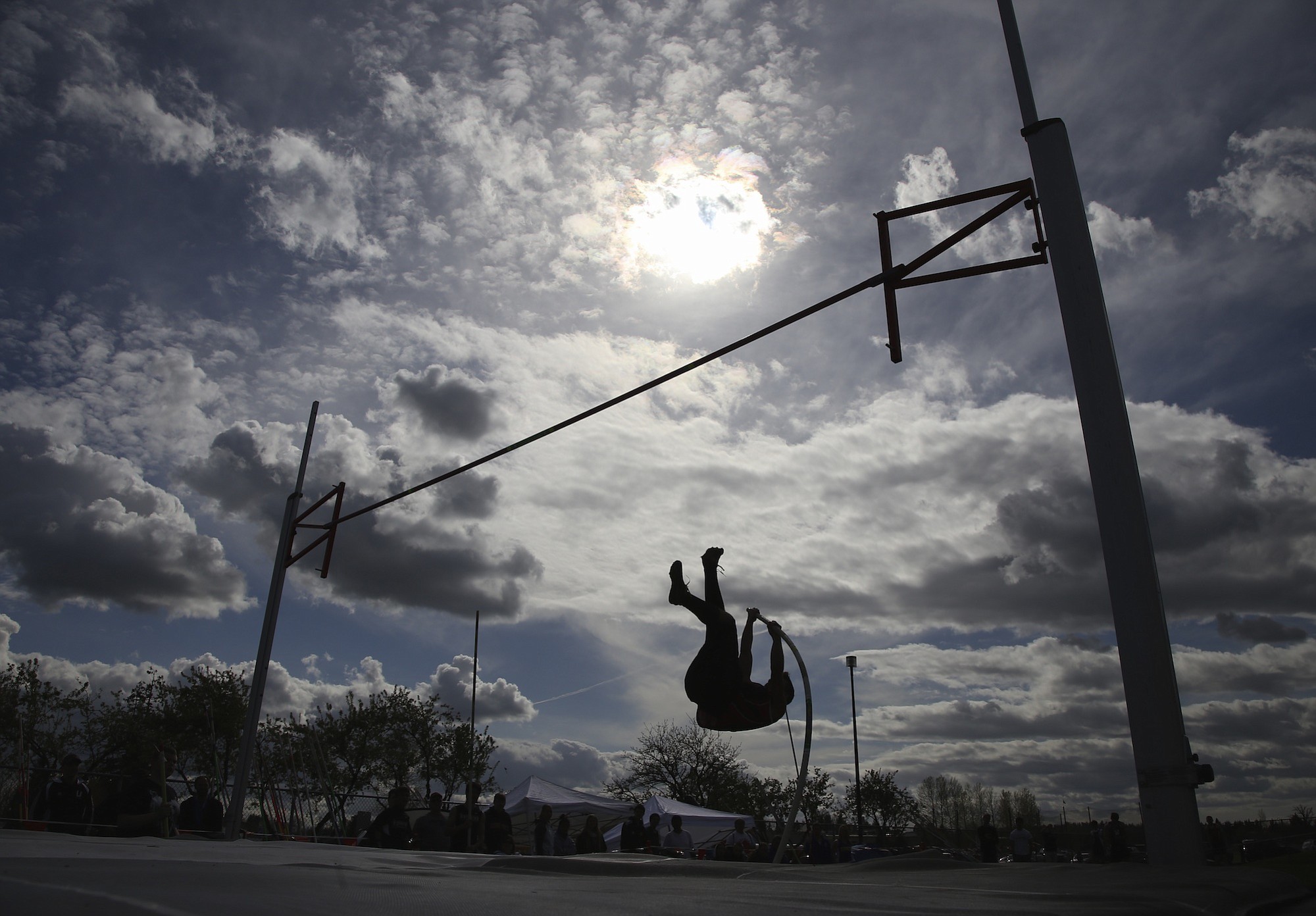 Boy's pole vault at the Tiger Invitational track and field meet at Battle Ground high school.(Steve Dipaola for the Columbian)