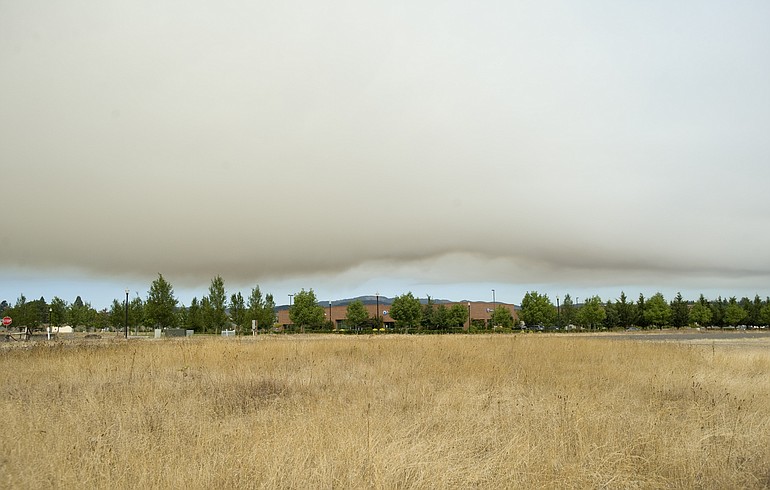 Smoke from wildfires in Oregon hangs over east Vancouver near 177th Avenue and Mill Plain on Saturday.