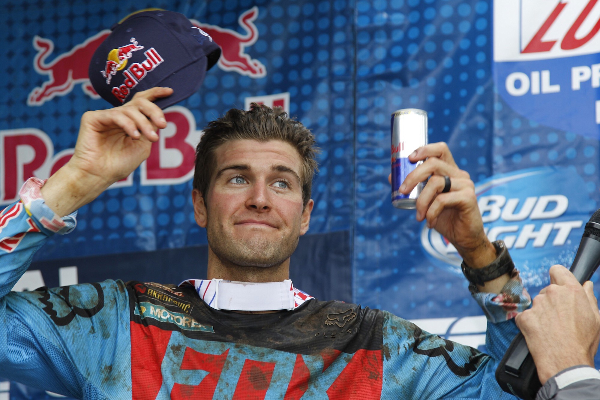Ryan Dungey reacts after win in 450 MX2 at the Washougal National Motocross.