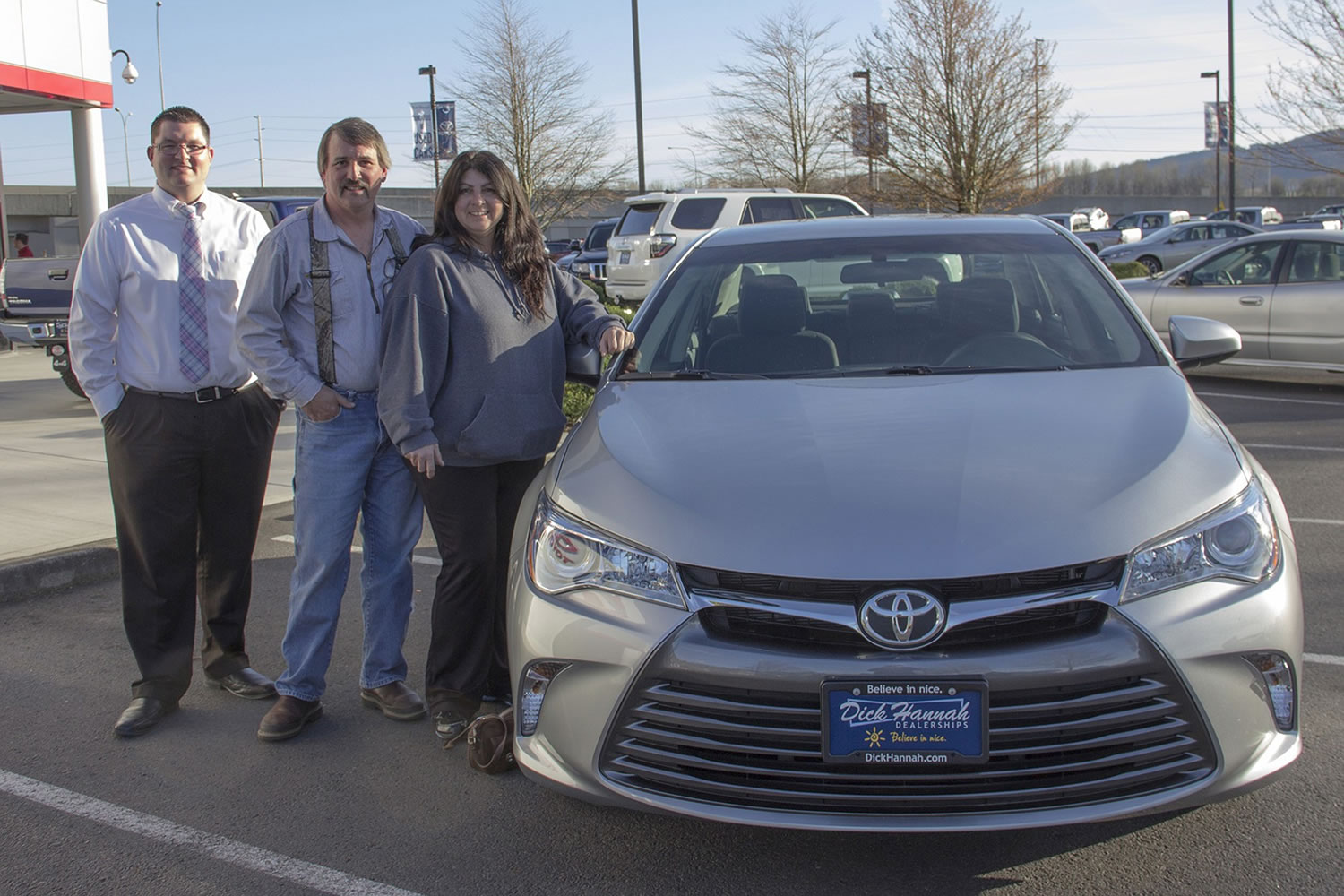 East Vancouver: Mary Brown and her son David Cox, center, picked up a 2015 Toyota Camry they won through Dick Hannah Dealerships' &quot;Keys to our Heart&quot; raffle, which raised $87,500 for the Children's Cancer Association.