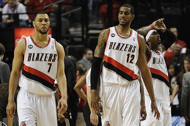 Brandon Roy (7), LaMarcus Aldridge (12), and Gerald Wallace, and the rest of the Portland Trail Blazers will have a longer wait to get back on the Rose Garden Arena floor as all games through November of the 2011-12 NBA season were cancelled on Friday.