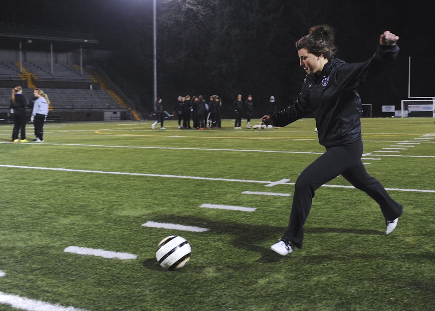 Marion Lilly of the Columbia River Girls Soccer team as they train for state at Kiggins Bowl in Vancouver Wa., Wednesday Nov.,19, 2014.