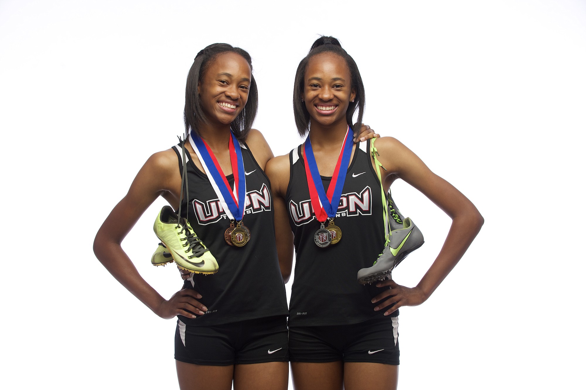 All-Region girls track athletes of the year, Jai'lyn, left, and Dai'lyn Merriweather of Union.