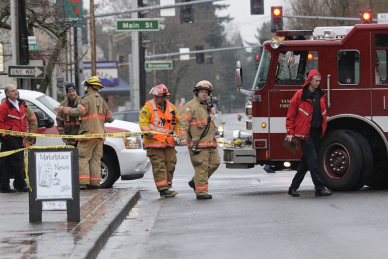 Vancouver Fire and rescue closed traffic on Evergreen between Washington and Columbia after getting a call about a mysterious object outside Vancouver Marketplace Tuesday January 5, 2010.