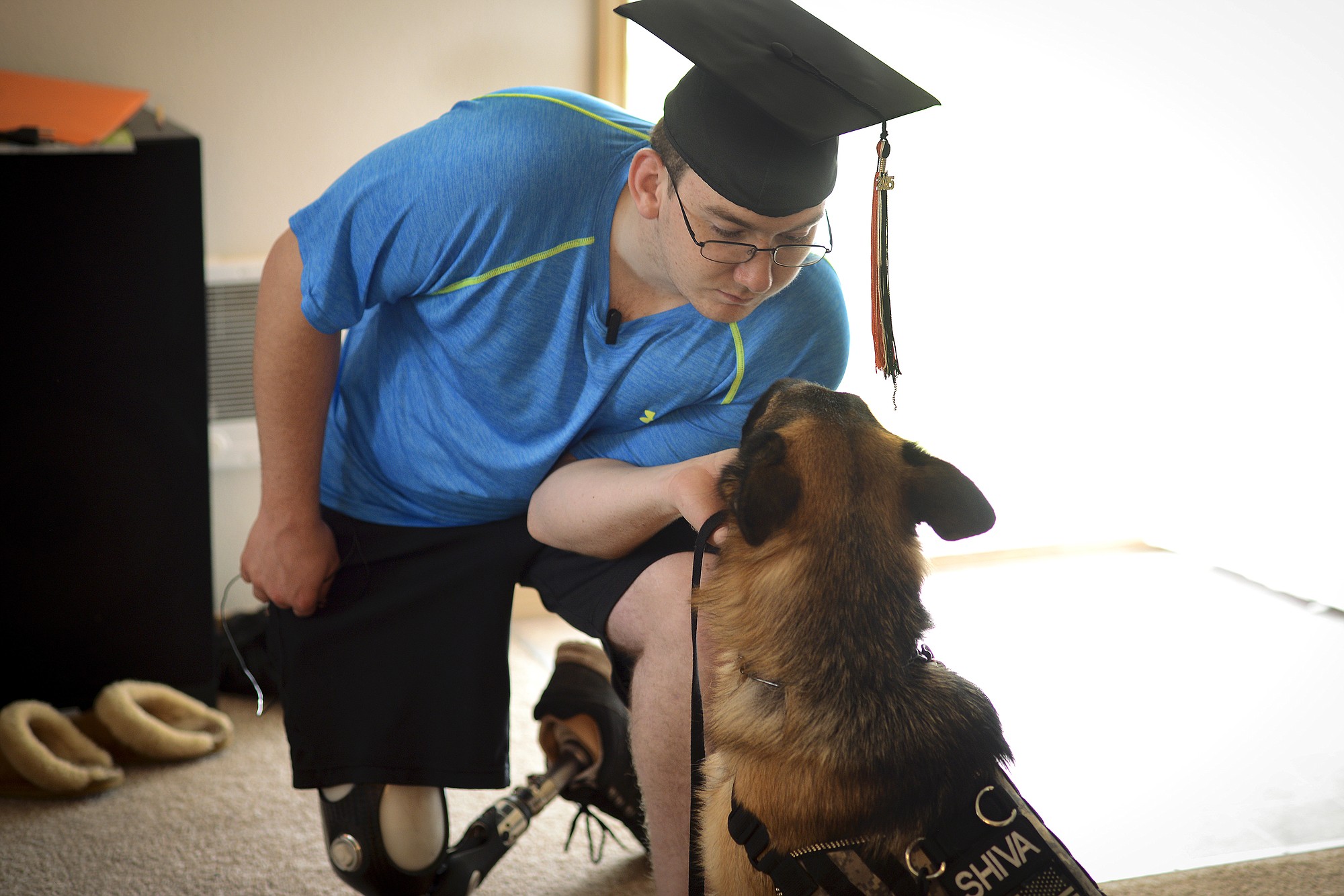 Ariane Kunze/The Columbian
Justin Carey was struck by a vehicle on June 10, 2013, and ended up losing the lower half of his right leg. Today, Carey graduates from Battle Ground High School, exactly two years after the crash.