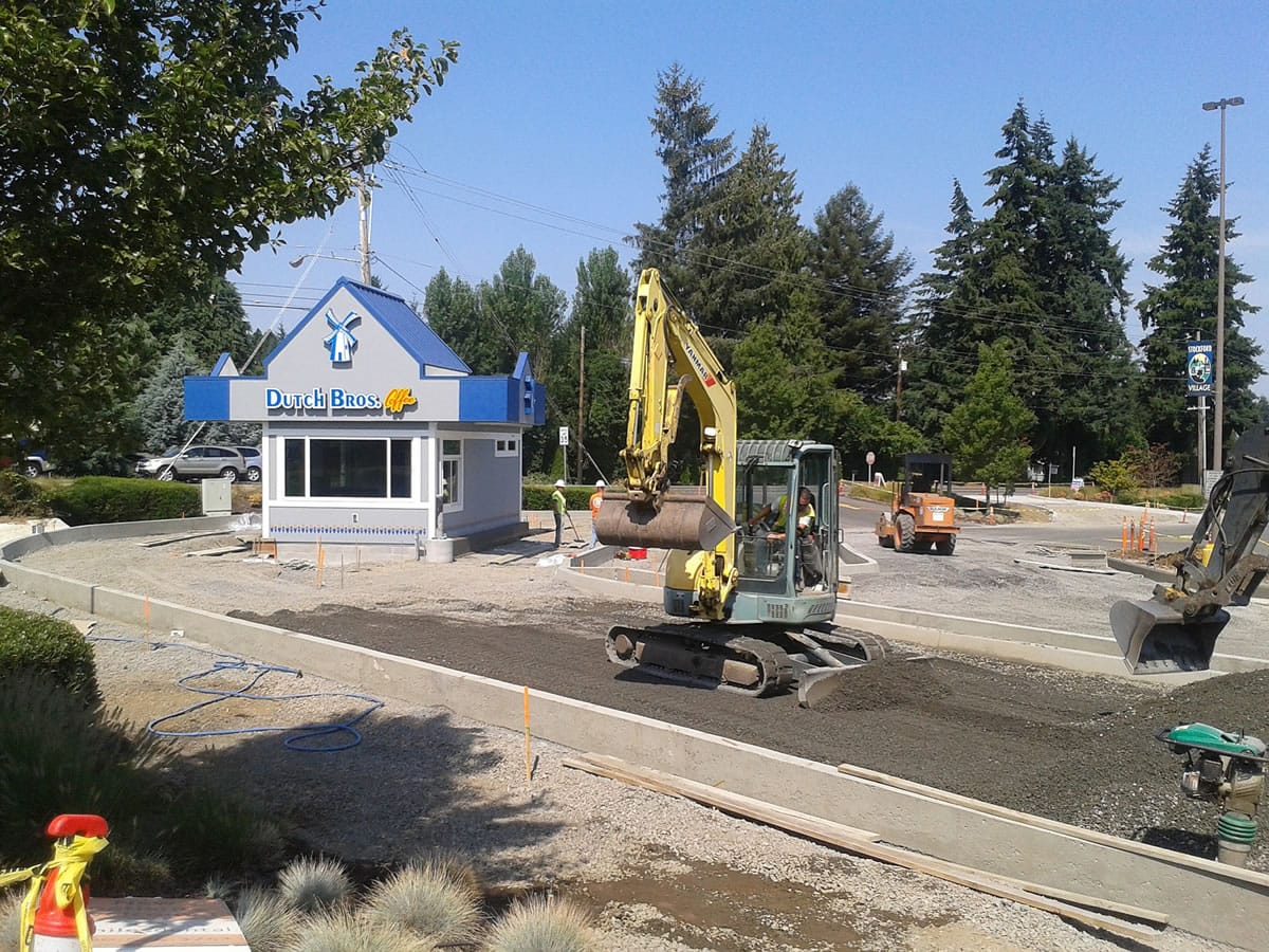 Gordon Oliver/The Columbian
Dutch Bros. Coffee is building a new kiosk at the Northgate Village Shopping Center 9919 N.E. Hazel Dell Ave.