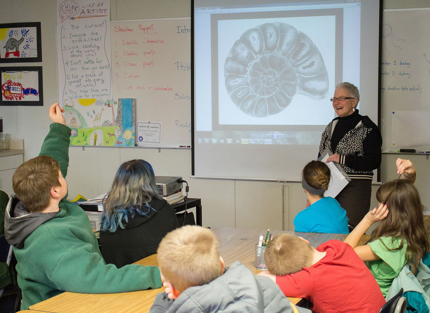 Ridgefield: Local artist Barbara Wright visited art classes at Union Ridge Elementary School, teaching the students about scientific illustration.