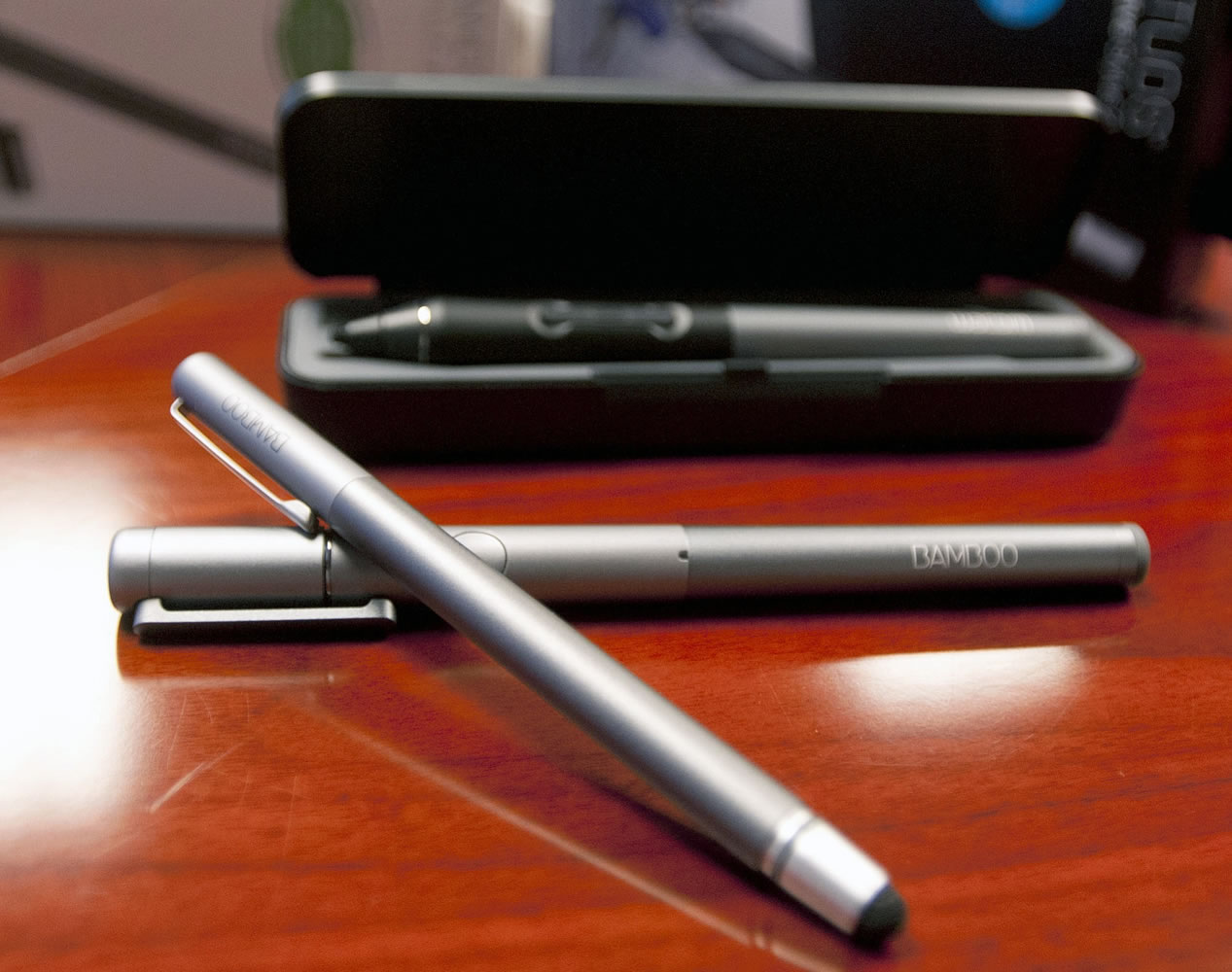 Three of Wacom's styli are shown here, including the new Intuos Creative 2, at rear.