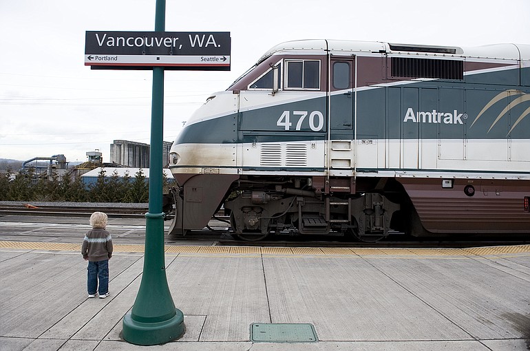 A southbound Amtrak Cascades train pulls into Vancouver recently.