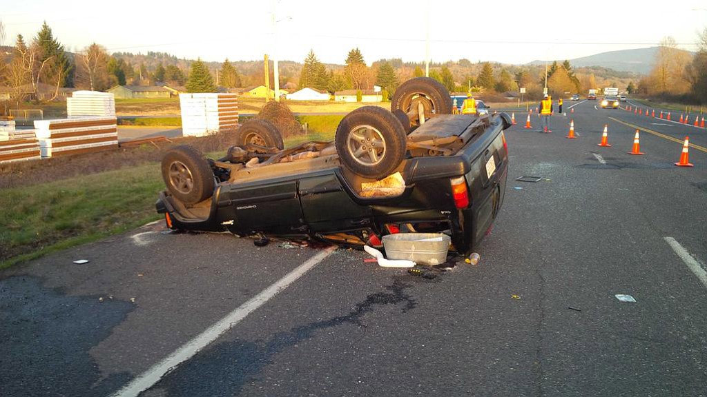 Photo courtesy of the Washington State Patrol
One person was injured Wednesday in a hit-and-run crash on state Highway 14 in Washougal.