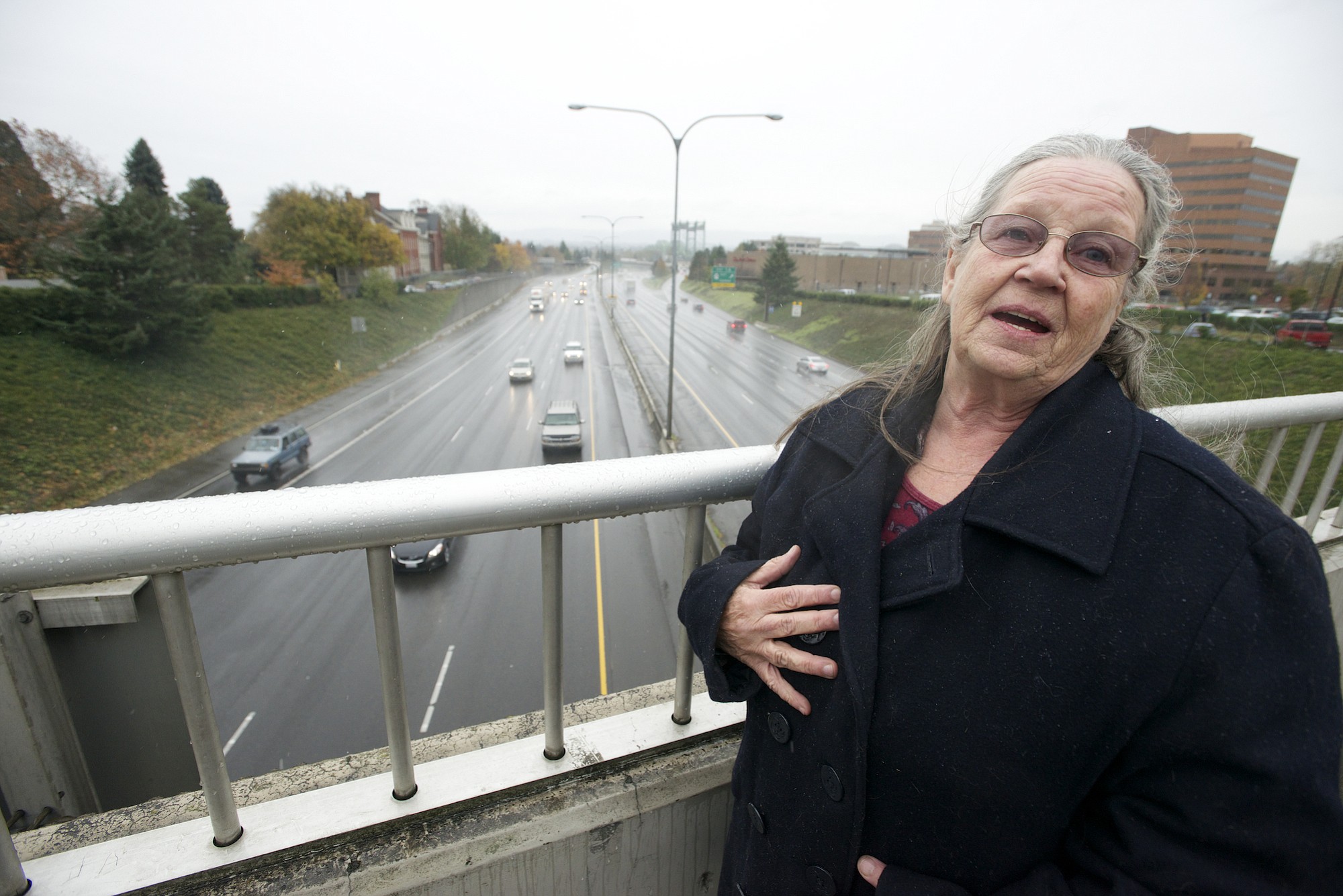 Carol Miller, 68, saved the life of a woman who was attempting to jump off of East Evergreen Boulevard onto Interstate 5 on Wednesday.