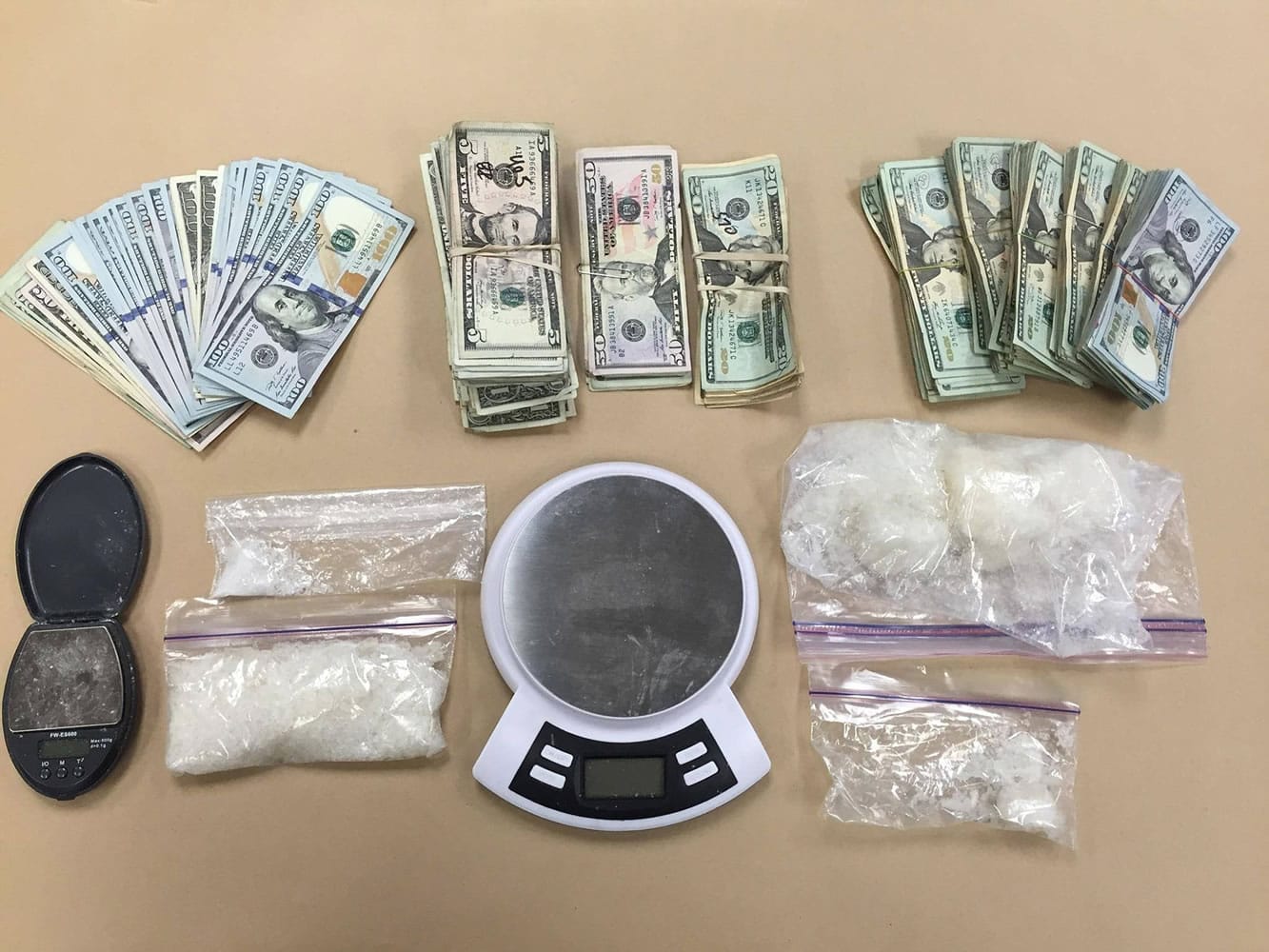The Clark Vancouver Regional Drug Task Force served a search warrant at an east Vancouver residence, where they reported finding one pound of methamphetamine, multiple scales, drug notes and $12,720 in cash.