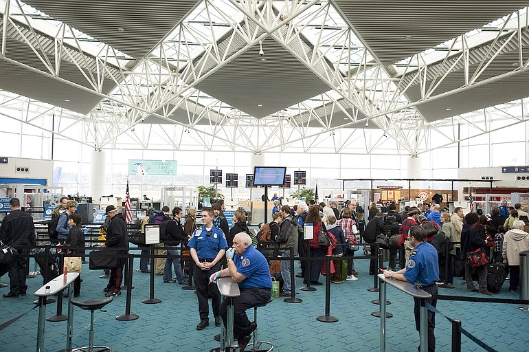 Security checkpoint at Portland International Airport, on Jan.