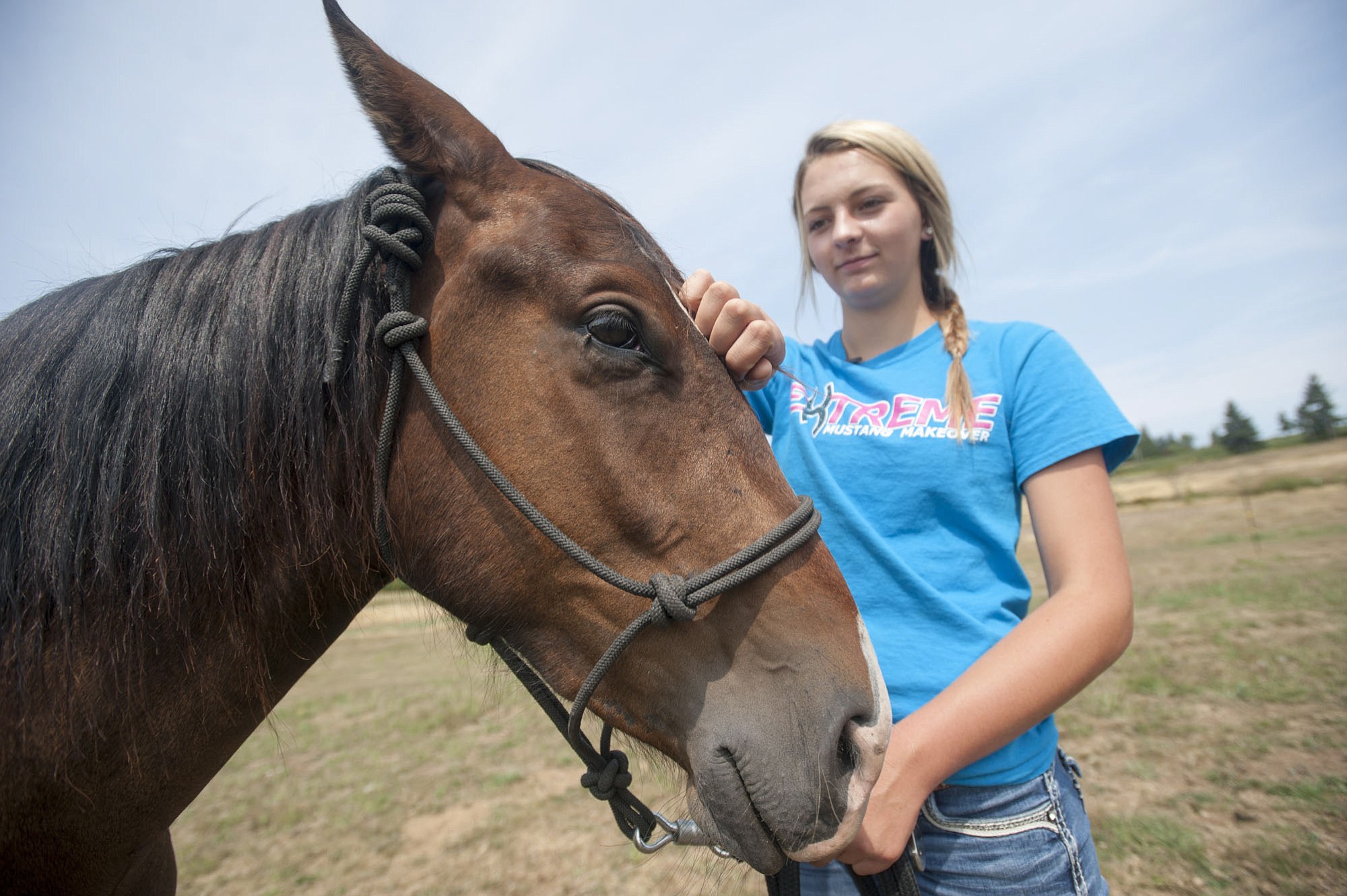 Madison Villines, 16, with her horse, Tucker, at her home in La Center.